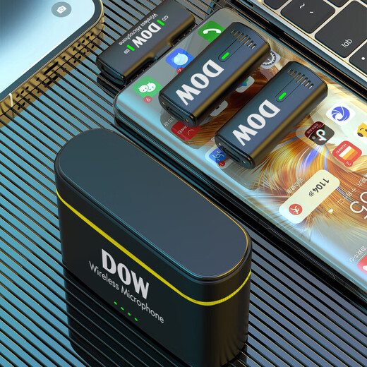 DOW multi-dimensional wireless lavalier microphone W21 one-to-two outdoor noise reduction Little Bee anchor live broadcast two-way audio transmission live room connected microphone mouth broadcast recording equipment Type-C version one-to-two with charging compartment - supports Android and Apple 15