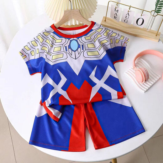 Jugar juguetes de la casa ropa Ultraman Summer Boys Camiseta de manga corta Juego nuevo Sports Sports Ropa para niños de secado rápido Juguetes House Toys [TIGA] Traje de manga corta 120 tamaños (recomendación de altura: 110-120 cm)