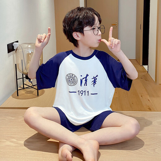 Pajama de verano modal de verano para niños delgados nuevos pantalones cortos de manga corta Conjunto de ropa para el aire de aire acondicionado para bebés de verano