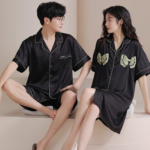 Fuxin Kang Bingsi Ehepaar Pyjama Herren Sommer Kurzarmanzug Dünne kühle Schlinge Nachtkleid Frauen lässige Hausbekleidung GLQ-6210 m-Frauen [High 155-162-Gewicht 85-100]