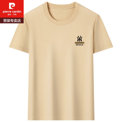 皮尔卡丹（PIERRE CARDIN）短袖t恤男士2025新款夏季纯棉商务休闲圆领半袖体恤衫上衣 Y9929黑色 M -120斤穿