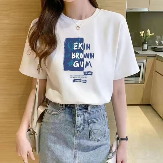 Zi Xinyue [Shop] 2024 Summer New Version coréenne Rose Imprimerie de la femme à manches courtes pour femmes chemise de base étudiante lâche 1396 M
