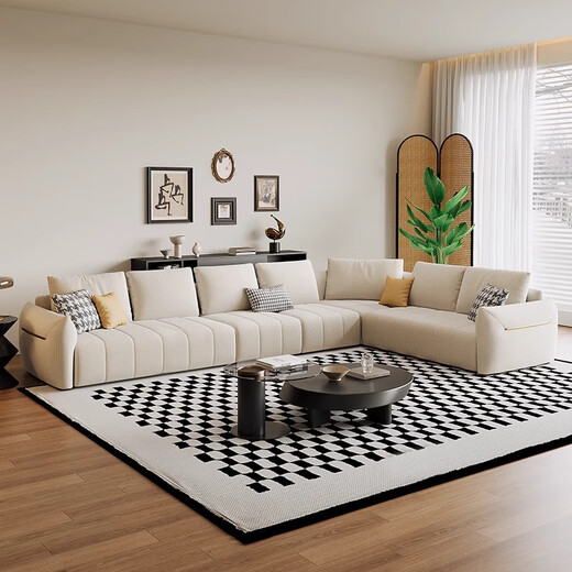 Jian Xin Stoffsofa Chenille Modernes einfaches Sofa Wohnzimmer kleines und mittleres Apartment Drei-Personen-Konkubine-Ecksofa 826