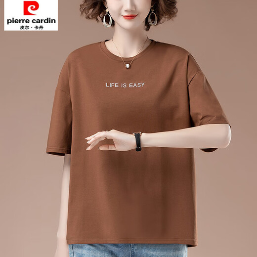 酷章（KUZHANG）加肥加大码夏季新款宽松刺绣短袖t恤女中年妈妈休闲棉上衣体恤 9889黑色 L  100-115斤
