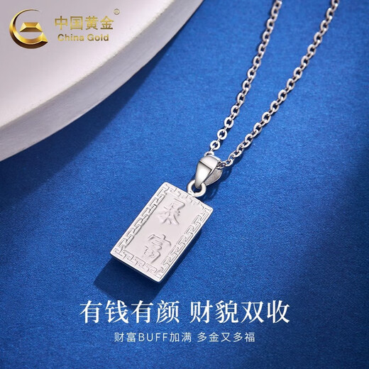 China Gold (CHINA GOLD) PT950 platinum small gold bar pendant for women new platinum simple Valentine's Day birthday gift for girlfriend and wife platinum small gold bar pendant about 5.4g free sterling silver chain