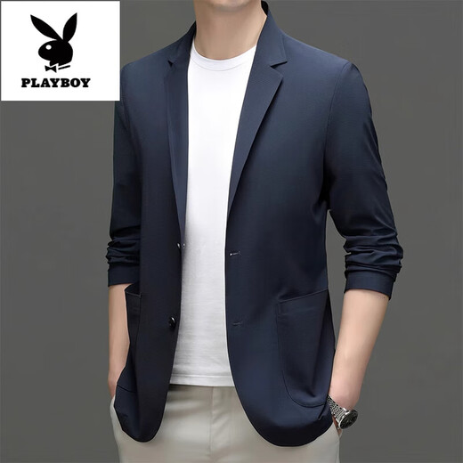 Playboy (playboy) Ice Suit Suit NOUVEAU MEN'S NOUVEAU Été décontracté et veste de costume de fer à la mode mince simple LUMBRE TOP NOIR 4XL 195
