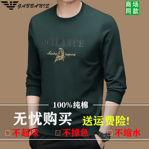 
Falai Armani long-sleeved T-shirt for men's spring and autumn new pure cotton round neck sweater thin casual base shirt trend 1105 Black M 165 Recommended 95-120Jin [Jin equals 0.5 kg]