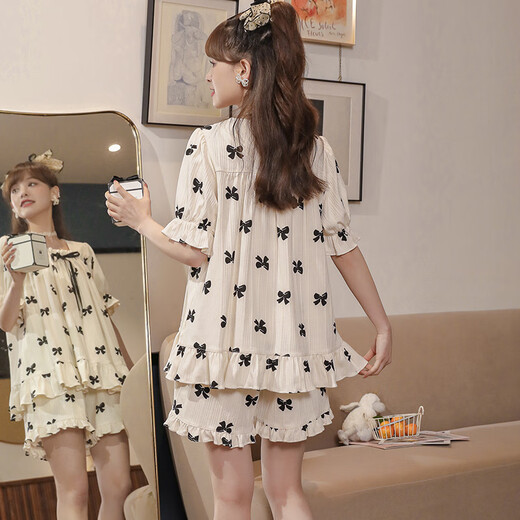 Pajamas for women, thin summer large size cute princess style 2025 new short-sleeved shorts summer home clothing set (JDX) Women 695 M (suggested height about 160, weight 80-10