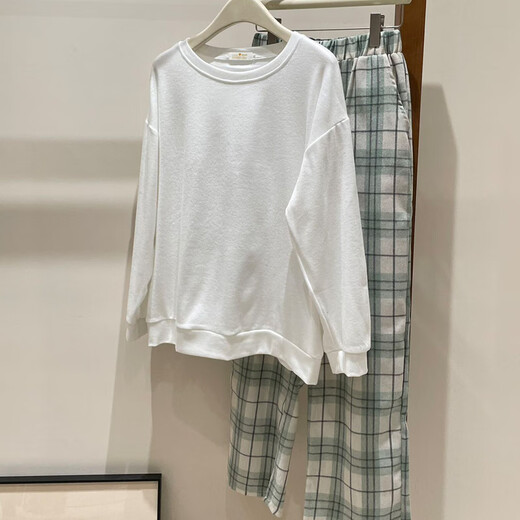 S.SOFEA春秋女睡衣两件套黑红格子家居服 长袖套NY897红小格 170 M(80-100斤)
