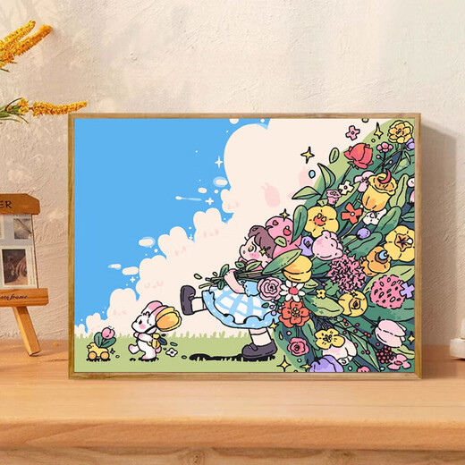 Winsio Street Corner Small World Diy Pintura al óleo digital Diebra Cartoon relleno pintado a mano Treasure Bay Z679-Sukiyaki New Light Color Canvas + Acrylic Pintura + Stroke Set 6