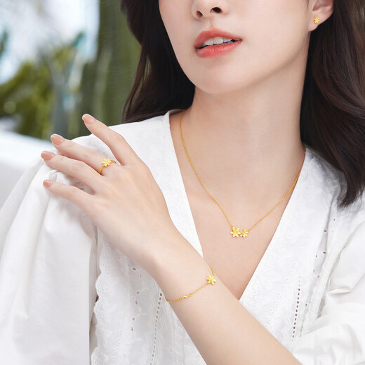 六福珠宝 足金栀子花黄金活口戒指女戒活口戒 计价 GMGTBR0009 约2.32克
