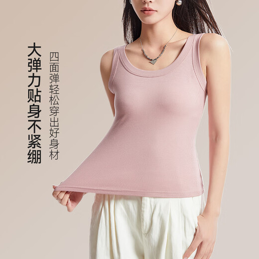 猫人吊带背心女内搭美背一体显瘦修身可外穿无袖白色百搭打底宽肩上衣 【2件装】咖色+白色 L 【建议110-125斤】