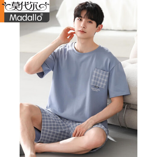 莫代尔2024年新款睡衣男士夏季莫代尔短袖休闲可外穿圆领大码家居服夏天 YSX9716# L