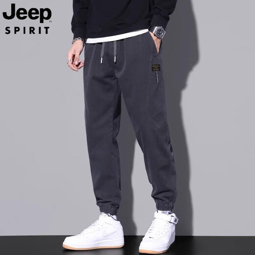 JEEP SPIRIT吉普美式工装牛仔裤男2025夏季宽松束脚哈伦休闲裤子男士春夏 9859军绿色 M