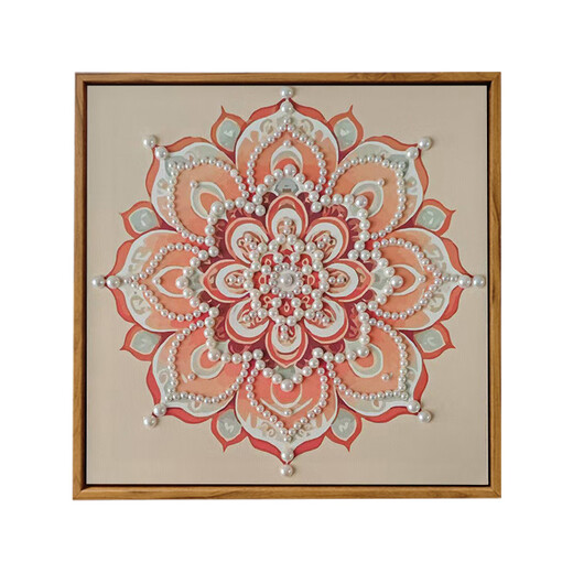 
Chinese style Songjin pearl painting DIY material package Mother's Day event intangible cultural heritage handmade gift sense decorative painting LL13571 [full color spray painting] + dot drill pen 20*20cm thick solid wood inner frame_acrylic paint+