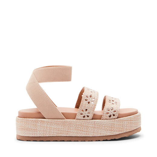 Steve Madden Girls' Shoes Kelsi Canvas Wedge Sandals, Natural Natural 5 Big Kid