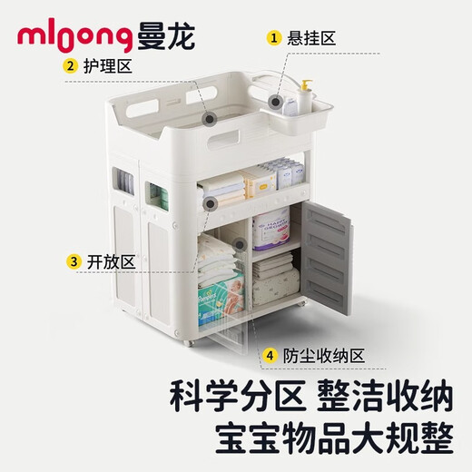 曼龙宝宝尿布台多功能洗澡一体护理台新生家用收纳可移动婴儿床 百变护理台-标准款-雪屿