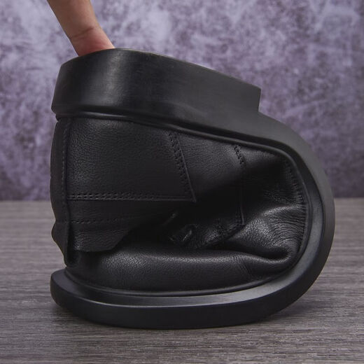 New Breathable Soft Leather Business Casual Shoes Formal Leather Shoes Men's Genuine Leather Thick Sole British Large Toe Work Casual Shoes Black 42 (260mm)