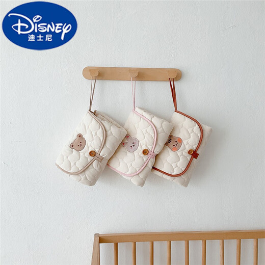 迪士尼（Disney）ins韩国小熊婴儿隔尿垫便捷式多功能防水防漏尿不湿包可折叠 小熊便捷式隔尿垫 现货 50x70cm