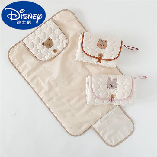迪士尼（Disney）ins韩国小熊婴儿隔尿垫便捷式多功能防水防漏尿不湿包可折叠 小熊便捷式隔尿垫 现货 50x70cm