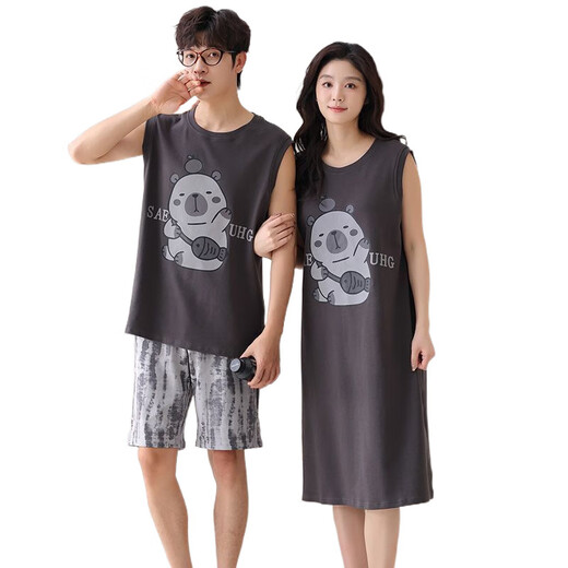 Hualin Fashion Pyjamas Sommer Baumwolle 2025 Frauen kurzärmelige Nachthemd Cartoon süße Männer Sommerkleidung Set 829 170 Frauen m