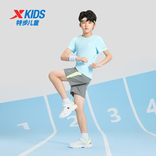 XPEP (XPEP) Pull à manches courtes d'été pour enfants pour les garçons d'enfants de taille T courts t-midiums respirants et confortables sports et t-shirts décontractés Bleu ciel [9215] 150 cm