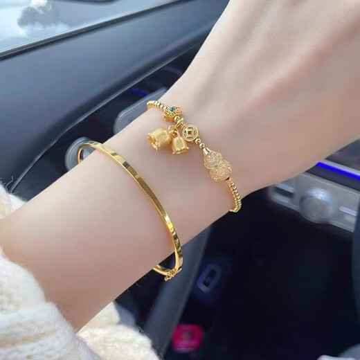 Fat Donglai's same style 18K gold bracelet K color gold plain ring AU750 rose gold gold super shiny surface bracelet simple medium size bracelet (recommended 100-120Jin Jin is equal to 0.5kg)