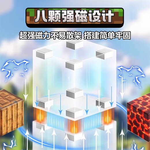 丹米琦我的世界磁力方块积木玩具儿童大颗粒积木益智玩具3-6岁生日礼物