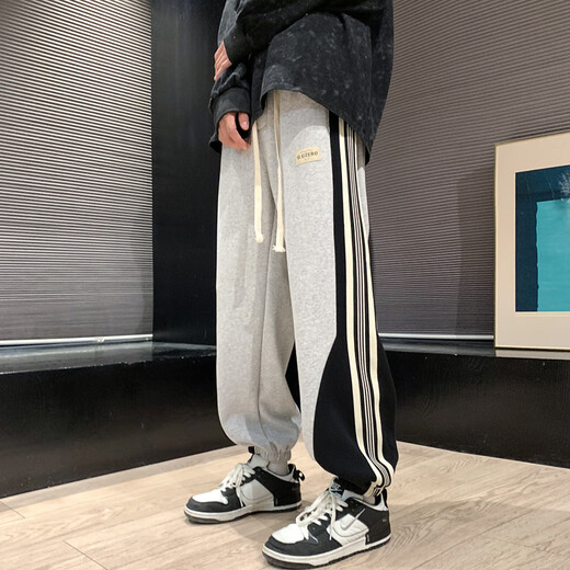 Chang Luzhu 2025 boy spring and autumn style casual long pants handsome teenager sports pants junior high school high school children trendy hoodies CK653 black (spring and autumn style) quality assurance M (80-110Jin [Jin equals about 0.5 kg])