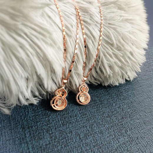 Shi En Light Luxury Windmill Rose Gold Gourd Necklace 18k Gold Shi Lai Run Pendant Women's Smart Rotating Color-plated Gold Necklace Rose Gold Gourd Single Pendant Does Not Come With a Chain