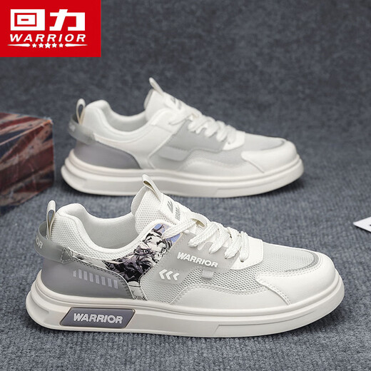 Chaussures masculines guerrières Summer en maille polyvalente chaussures de chaussures décontractées pour hommes l758n blanc gris 39
