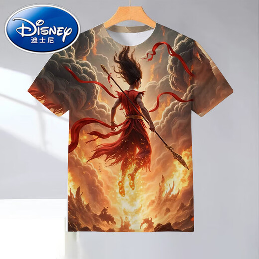 Disney Summer Nezha Aoguang Muster 3D gedruckt kurzärmelig trendy kleine und mittelgroße Kinder-T-Shirts Trendy und komfortables C723 165 S75-85