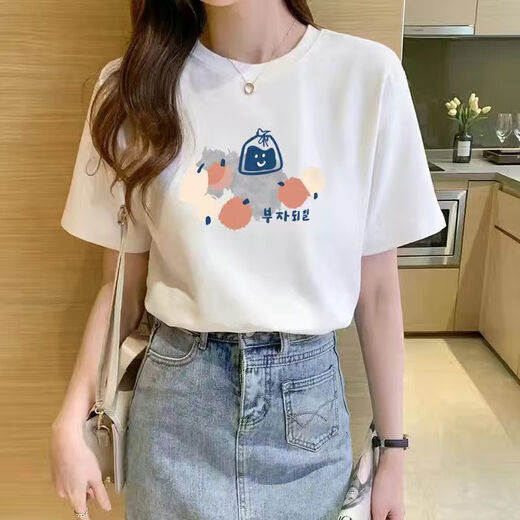 Zi Xinyue [Shop] 2024 Summer New Version coréenne Rose Imprimerie de la femme à manches courtes pour femmes chemise de base étudiante lâche 1396 M