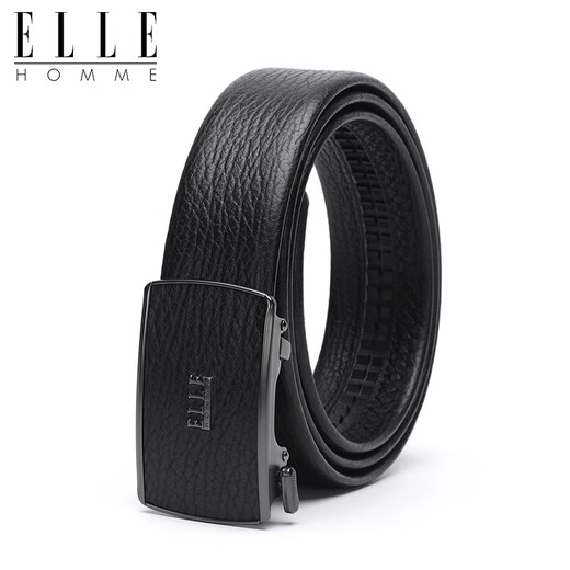 Elle Homme Herrengürtel Business Fashion Automatischer Schnalle -Gürtel, Top -Layer -Kuhspurgürtel, Herren 3235 Black 110 cm Geschenkbox