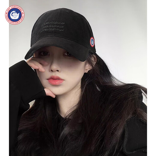 SCOTT GOOSE Baseball Cap Women's 2025 New Fashion Simple Personality Showing Face Small Retro Sunscreen Peaked Cap Korean Version Versatile Hat Dark Black M Adjustable (54-60cm)