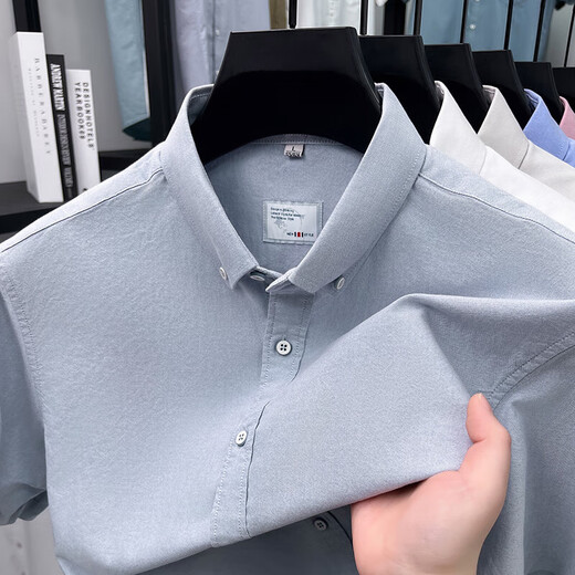 Classic Car (LAOYECHE) pure cotton short-sleeved shirt occupation 2025 summer casual solid color shirt men business formal wear half-sleeved top AN15260 white M