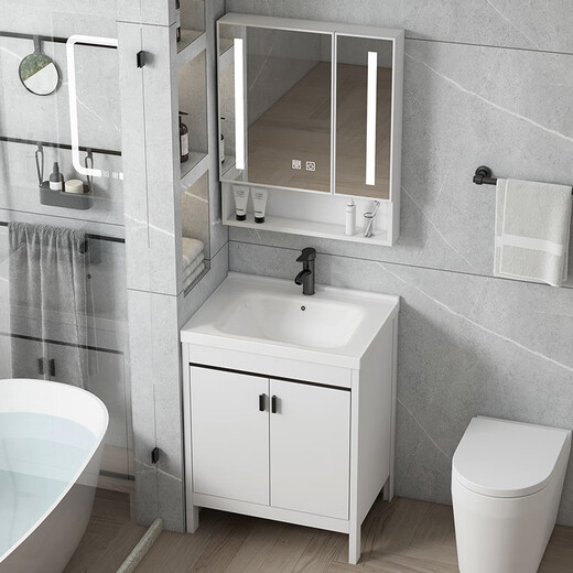 
DAFIFY small apartment wash basin cabinet combined floor-standing bathroom cabinet ceramic integrated basin bathroom wash basin wash basin sink pool white door mirror cabinet 4837cm