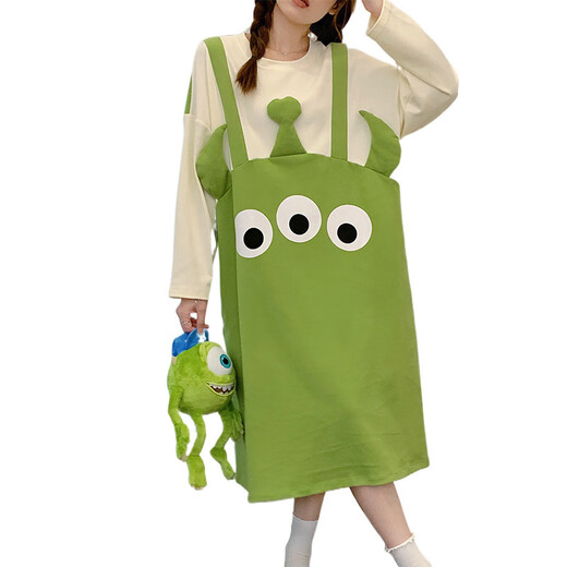 
Xianxiu Spring and Autumn New Sweet Large Size Over-Knee Long Sleeve Night Dress Home Clothing 16863 Cute Three-eyed Cute B 170 M (suitable for 80-100 Jin [Jin equals 0.5 kg])