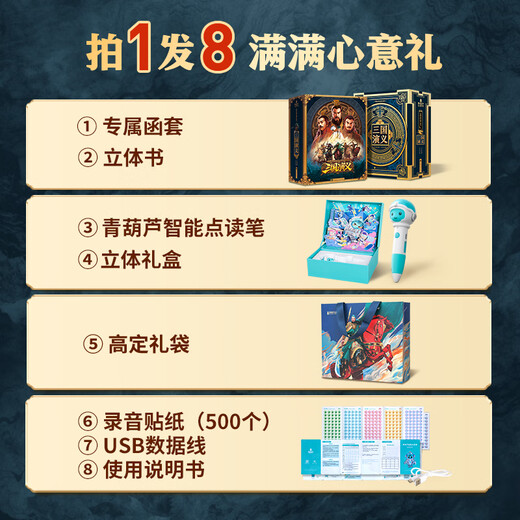 青葫芦儿童生日礼物西游记3D立体书玩具男女孩5五689十10岁点读笔小学生 【精美礼盒】三国演义+点读笔 男孩女孩礼物