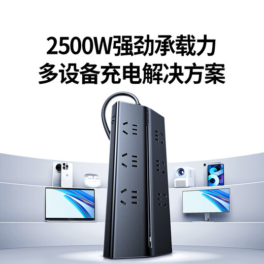 绿联T6梯形排插线板排插座桌面充电站氮化镓65W快充电器USB/TypeC多功能接拖线板开关电源适用苹果小米