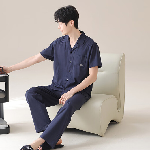 
Yu Zhaolin's new style new Chinese comfortable men's spring and autumn summer cotton home clothing suit cardigan casual and can wear pajamas outside 16859A L