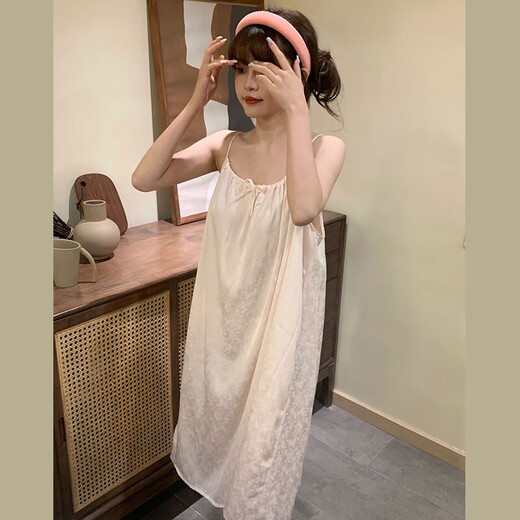 金多金2025春夏新款小清新露背甜美减龄吊带睡裙女宽松少女性感睡衣纯欲 浅紫色（9197—抽绳背心裙） 均码
