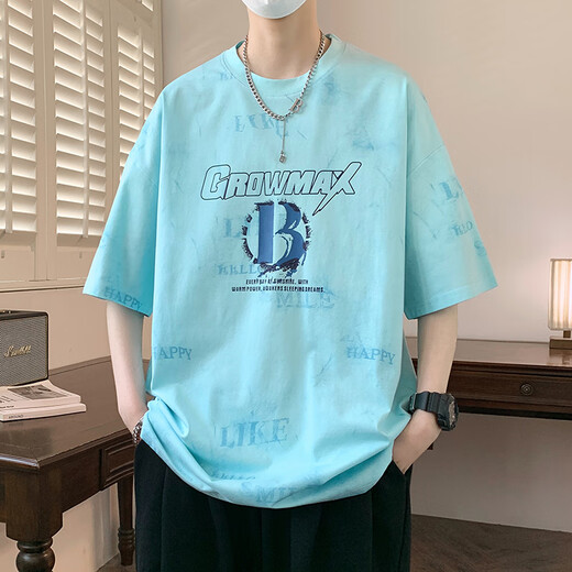 姿伟祺男孩短袖T恤夏季学生潮牌潮流 7027黑色(单件短袖) M 80-100斤左右
