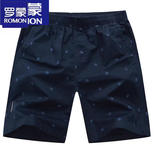 罗蒙（ROMON）新疆纯棉休闲短裤男夏季新款外穿沙滩裤居家大裤衩宽松直筒五分裤 829牛仔蓝 3XL 175-210斤