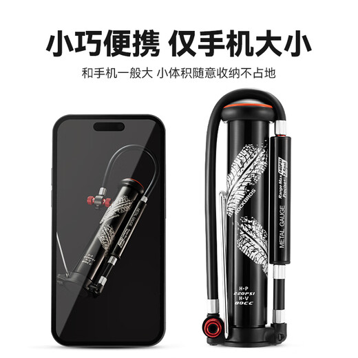 洛克兄弟打气筒自行车便携迷你高压篮球足球玩具家用公路车充气泵 T型迷你