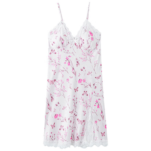 
Langsha pajamas for women in summer new ice and snow silk suspender sexy beautiful back pure and sexy women with chest pad nightgown home clothes AM11964 M