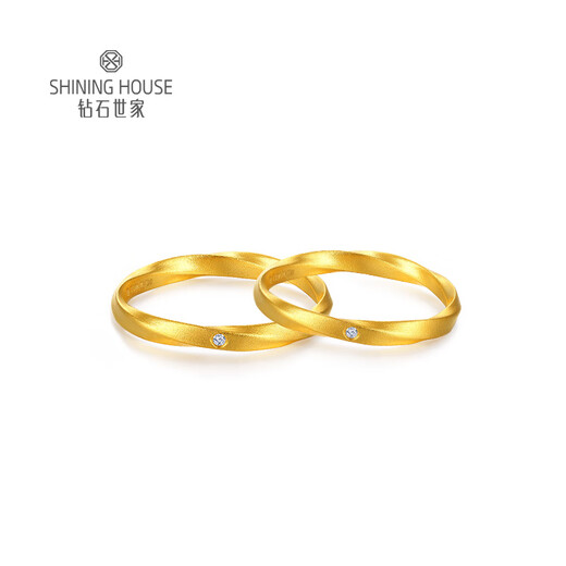 Diamond Family Xiaojinxi Endless Love Pure Gold Diamond Ring Couple Ring Gold Pair of Rings Proposal and Wedding Anniversary Customized 30-35 days Please contact customer service for details Women’s Ring Approximately 1.93g 0.2