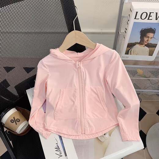 G.DUCKKIDS Thin Baby Summer Jacket Girls Sun Protection Clothing 2025 New Ice Silk Thin Girls and Children Skin Clothing Fashion White UPF50+ 100 Sizes (Height 80-90cm)