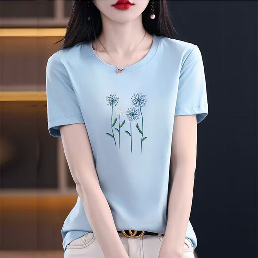 
Pierre cardin pure cotton short-sleeved T-shirt for women loose simple temperament age-reducing pink body. Shirt small shirt summer 2025 new top 6172 gray powder M 80-105Jin [Jin equals 0.5 kg]