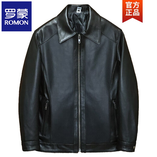 ROMON Soft First Layer Imitation Sheep Leather Jacket Men's Extra Long Lapel Casual Simple Business Nick Jacket Black - Single Style This style has soft leather. Size M. Recommended 120-139 Jin Jin is equal to 0.5 kg